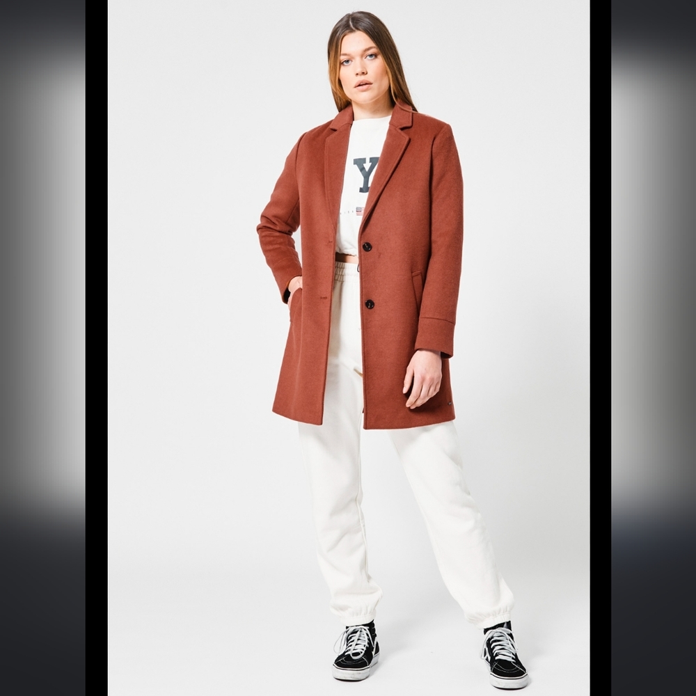J Crew Parke Wool Topcoat In Rust Womens 2 EUC